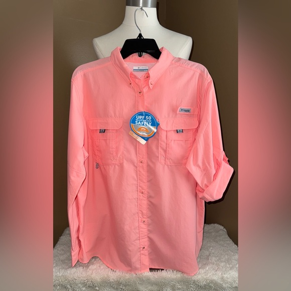 NWT! COLUMBIA PFG BAHAMA LONG SLEEVE SORBET BUTTON DOWN SHIRT. SIZE XL. - Picture 2 of 6